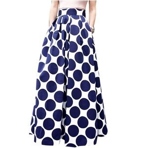 Elegant Full Large Polka Dot Satin Skirt
